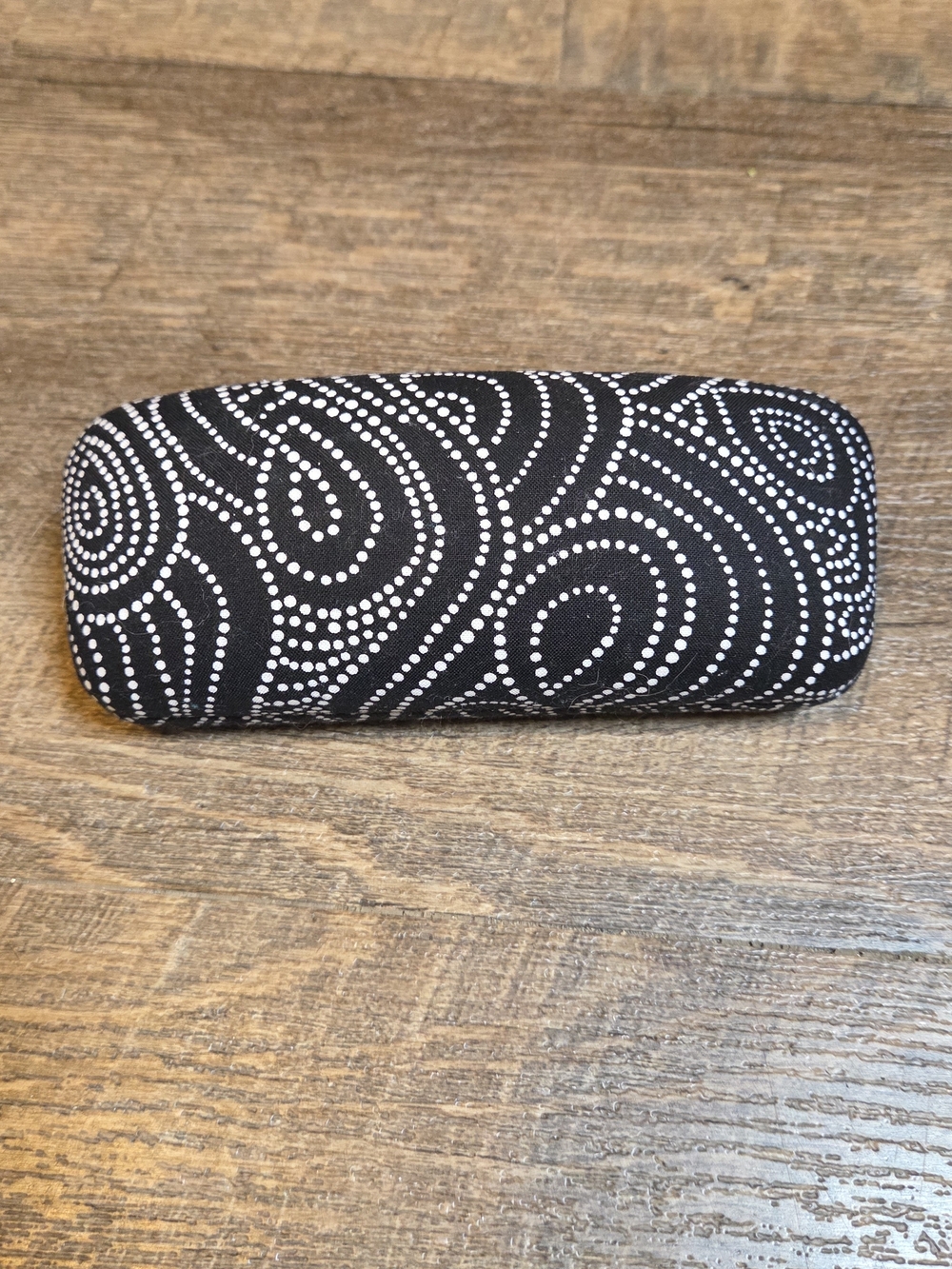 Vera Bradley Black and White Dotted Swirl Sunglasses Case